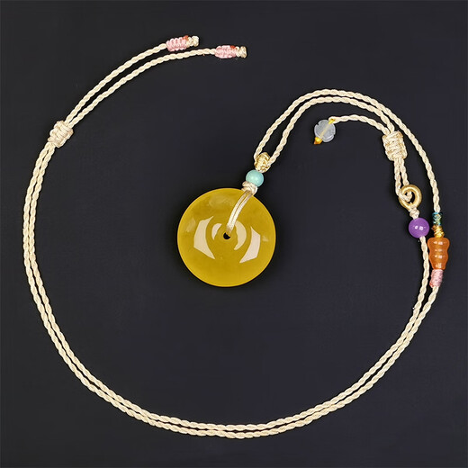 Amber School, one thing, one picture, one certificate, natural beeswax pendant, amber necklace, safety clasp, hanging chain, chicken oil yellow, no cracks, pendant 5.11g, 27.5*11mm