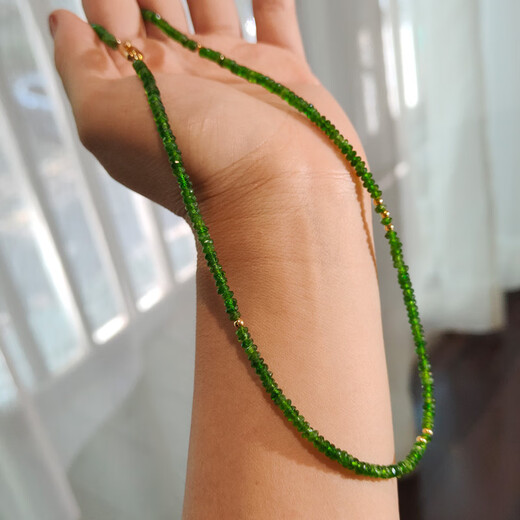 Fei Sheng Ji Fat Dong Lai's same style tanzanite necklace 18K gold colored gemstone beads ruby pigeon blood tanzanite diopside 18K gold ruby beads (length of necklace is about 42CM)