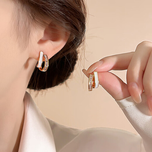 Idel double-layered earrings for women autumn niche simple earrings 2025 new Dongdaemun high-end earrings and earrings birthday gift shell double-layered earrings E0555