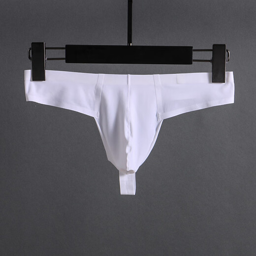 Gongxiong's new men's thong ice silk sexy convex low-waist solid color seamless underwear white M