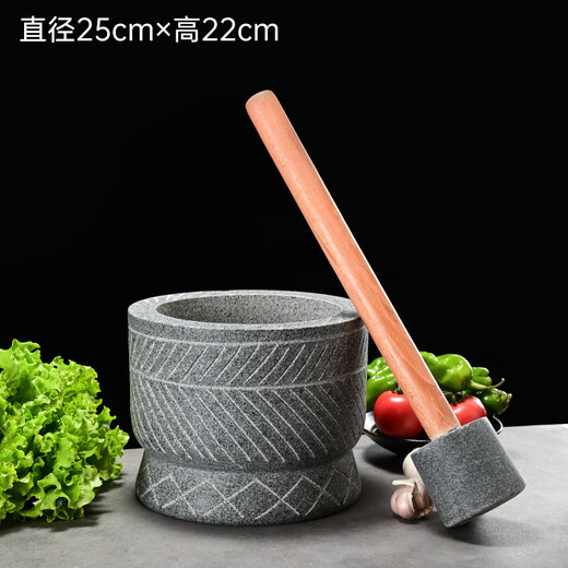 Fat Donglai special hand-carved stone garlic pounder stone mortar garlic mill grinder medicine jar chili garlic masher large hand-carved stone garlic pounder with wooden hammer