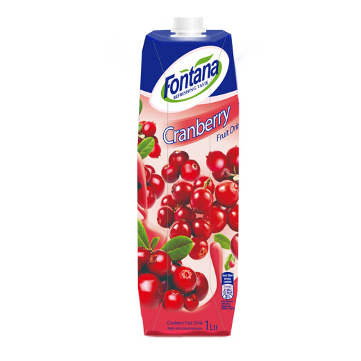 Fontana (Fontana) cranberry juice imported from Cyprus in Mediterranean 1L*4 bottles Juice drink Whole box gift box
