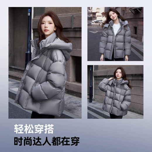 Camel Women's Short Down Jacket Winter New High Puff Warm Hooded Bread Down Jacket