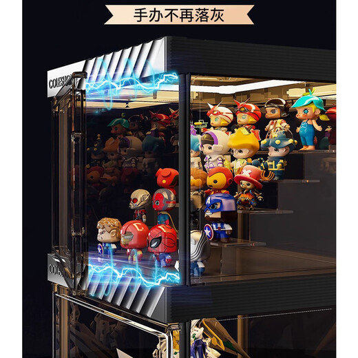 Storage master figure display cabinet suitable for LEGO model toys blind box return light storage box household transparent ornaments shelf with high transparency on all four sides 2 columns 8 layers with 8 partitions - height 124.4 (partitions are removable)