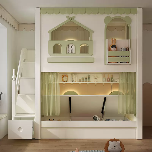 Yusenyi children's bunk bed girl boy princess castle tree house high and low bed mother bed bunk bed bunk bed-double drawer-slide-front curtain-mattress more combinations +1500mmx1900mm