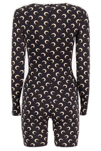 MARINE SERRE moon print long sleeve short bodysuit black XS