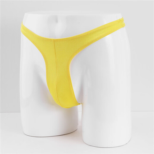 European and American men's sexy thong seamless low-waisted sexy adult youth gay hip-exposing narrow-edge T-pants for men dark apricot color one size