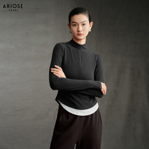 Ainosi Yashi Shopping Mall Same Style Winter New Versatile Slim Waist Stitching Stand Collar Sweater Women 41016008 Smoke Gray M