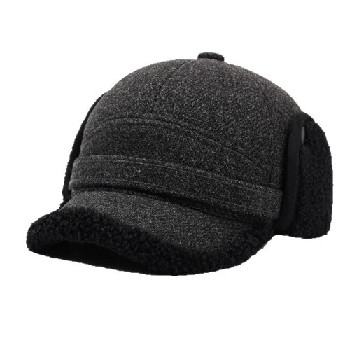 HG hat winter men's middle-aged and elderly hats dad and grandpa men's autumn and winter old hats ear protection and cold protection Lei Feng hat striped black (hat circumference 56-60cm)