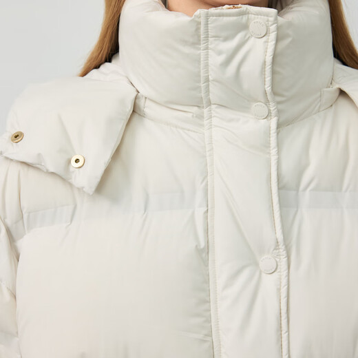 PRICH 90% goose down simple hooded cloud puff short down jacket winter women 39 ivory white XS 155