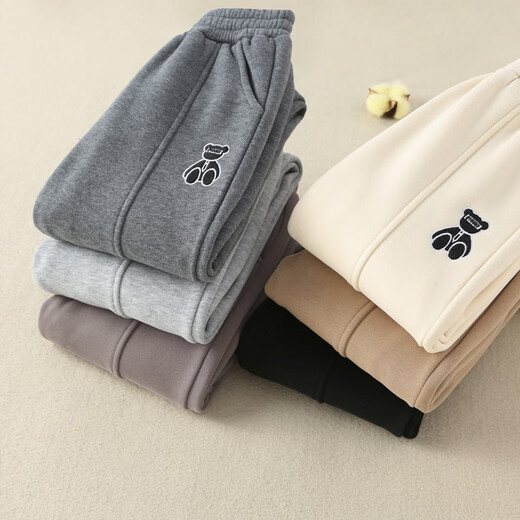 Dormir Xiaohongshu pantalones populares para niñas otoño e invierno 2025 nuevos pantalones deportivos todo en uno para niños grandes más pantalones deportivos de terciopelo Estilo occidental para niñas y niños gris más terciopelo tamaño altura recomendada 105115 aproximadamente 120