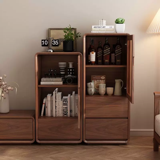 Yusenyi full solid wood wine cabinet living room standing cabinet floor-standing single door sideboard simple home TV side cabinet wall storage solid wood color length 50 deep 35 high 120 single door