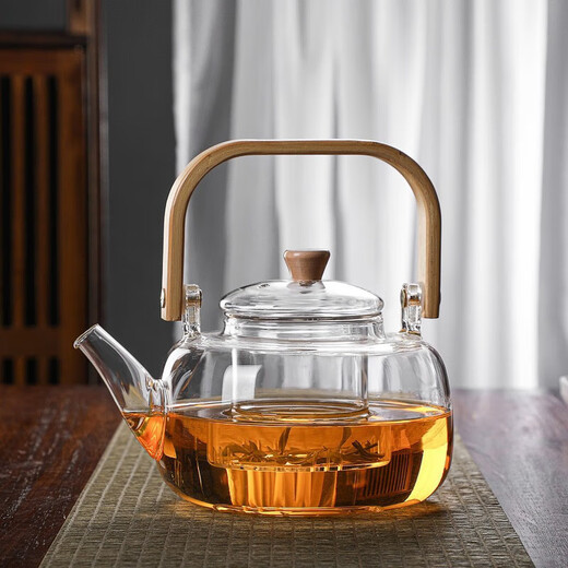 High borosilicate glass teapot kettle can be heated by electric ceramic stove teapot wooden handle kettle home office wooden handle kettle