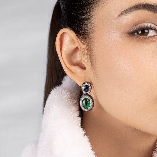 APM Monaco personalized green and blue contrast earrings for girls silver earrings women's birthday gifts 2025 new style personalized green and blue contrast earrings