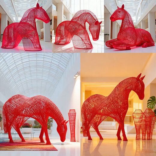 Huiqi Shangpin stainless steel hollow luminous horse sculpture outdoor courtyard garden night scene community square lighting decoration garden ornaments can be customized