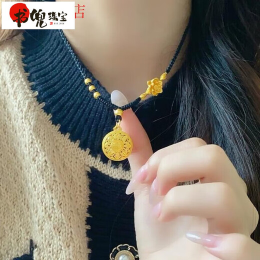 Shudou Old Phoenix 999 gold gold-plated silver eight-treasure compass pendant for women imitation gold lotus transfer beads peace necklace