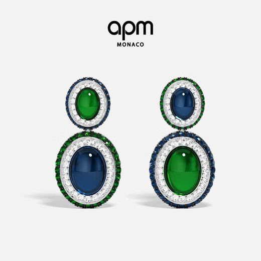 APM Monaco personalized green and blue contrast earrings for girls silver earrings women's birthday gifts 2025 new style personalized green and blue contrast earrings
