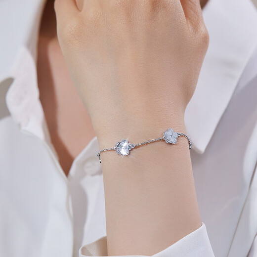 Meluxe Pt950 platinum bracelet flower platinum bracelet for women birthday gift for girlfriend, about 6.74g-16+3cm