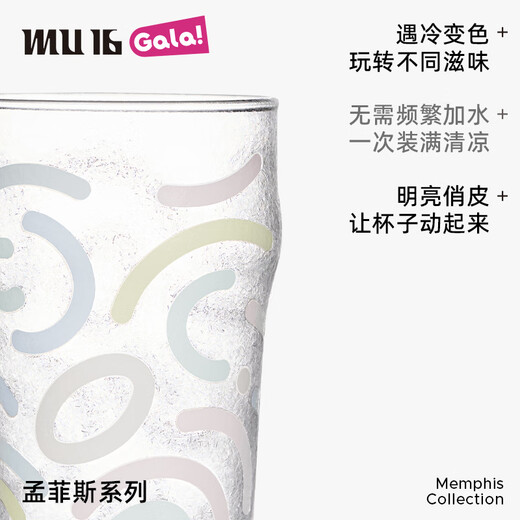 MU16 Christmas limited Memphis series beer glass that changes color with cold water and wine glass Milan 1 piece (discoloration when exposed to cold)