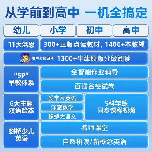 BBK X6 learning machine is given to Hongen members with a national subsidy of 500 yuan. The Supreme AI learning machine is a learning tablet for all ages. It connects primary schools to enlightenment primary and secondary schools.