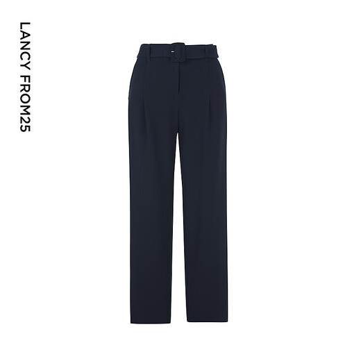 Langzi's new temperament high-waist slim commuter professional wide-leg suit trousers straight spring new trousers trousers for women twilight navy blue L