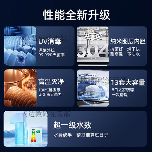 Vanward QW13-H1 fully automatic household dishwasher 13 sets built-in washing, drying and disinfection QW13-H3 13 sets black model