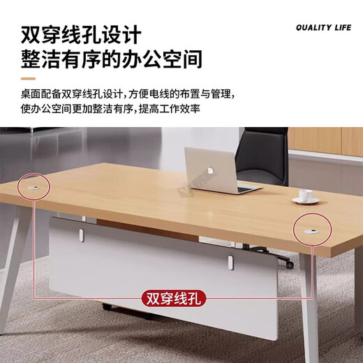 Office desk simple modern manager desk office desk and chair combination light luxury design lacquered boss desk president desk 140CM*80CM single table + side cabinet