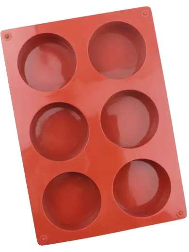 Yusenyi 6-connected cylindrical silicone mold for small cake baking French desserts household commercial mousse silicone mold round (about 6 inches) 2-connected disc silicone mold (diameter 13.9cm) brick red