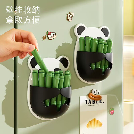 Panda magnetic sealing clip snap-on bamboo food snack bag dustproof and moisture-proof sealing clip refrigerator door magnetic box Panda magnetic box + 12 clips