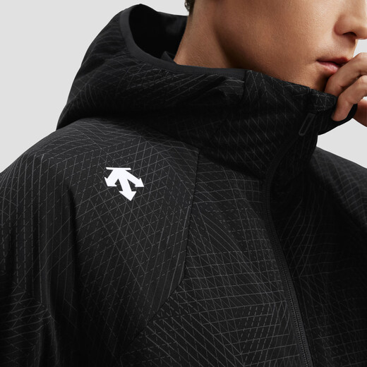 DESCENTE Wu Leis gleicher Stil DESCENTE Disante TRAINING Herren-Daunenjacke mit Anti-Bohring-Samt und kurzer Kapuze, BK-Schwarz, L (175/96A)