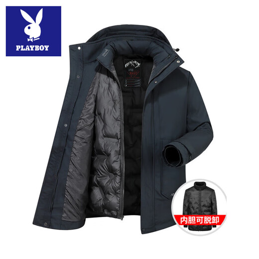 Playboy Dad Winter Jacket Middle-aged and Elderly Cotton-padded Jacket Men's Plush Thickened Grandpa Down Jacket Mid-Length Middle-aged and Elderly Cotton-padded Jacket 029 Cotton Removable Black Main Image Video Style L (80-100Jin Jin is equal to 0.5kg)