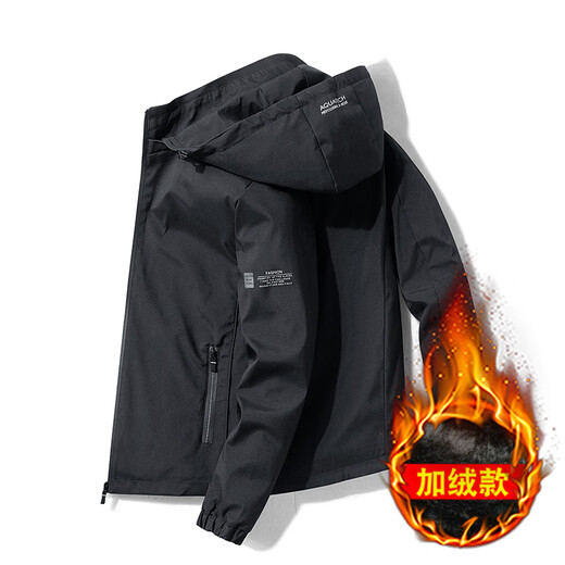 Yalu Jacket Men's 25 Autumn and Winter New Trendy Brand Versatile Outerwear Long-sleeved Tops Plus Velvet Men's Loose Casual Jacket Black XL