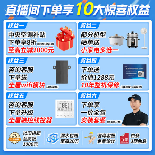 Haier central air conditioner, one to four, multi-split, one to three, full DC variable frequency, first level energy efficiency, household central air conditioner, one to two/one to five/one to six, Yunshu Pro+ 5 HP, three bedrooms and one living room, 80-110 - Consult customer service for discounts