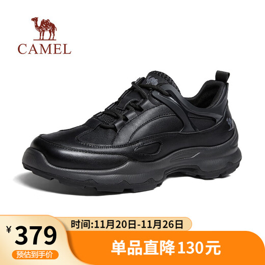 Camel (CAMEL) Comfortable Cowhide Soft Sole Commuting Versatile Light Business Casual Sports Leather Shoes for Men G15A161036 Black 44