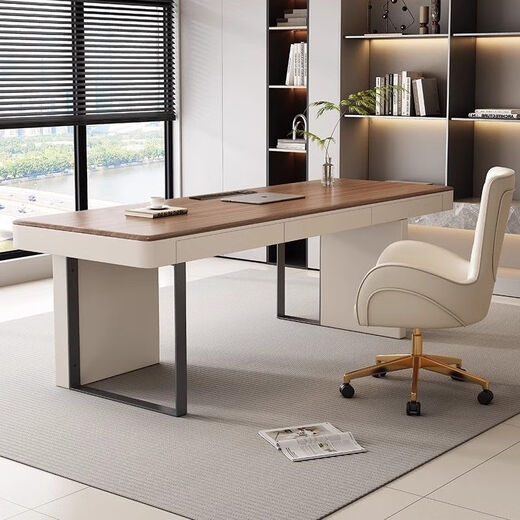 Luxurious sandalwood desk solid wood desk modern minimalist walnut decoration home study bedroom desk light luxury boss computer desk walnut desk smart power strip 120x70x75cm packed with delivery