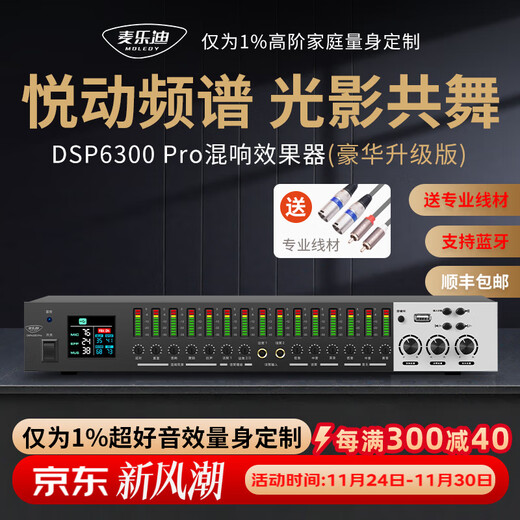 Melody DSP6300Pro digital effector, professional pre-amplifier audio processor, karaoke reverberator microphone, anti-howling vocal modification and beautification, professional sound system DSP6300 Pro luxury upgraded version with cable