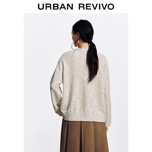 UR2025 new winter women's casual and fun cat pattern loose sweater UYY950142 light khaki M