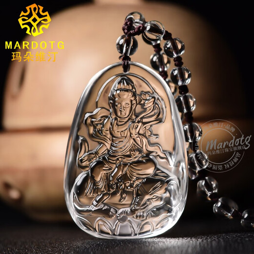 MARDOTG white crystal natal Buddha pendant Void Tibetan Bodhisattva amulet men and women necklace Ox and Tiger Void Tibetan Bodhisattva with bead chain