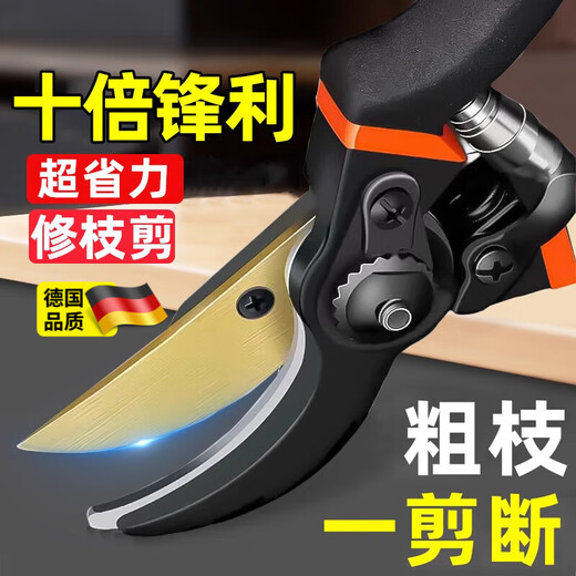 KYODO German Seiko special scissors for tree branch pruning scissors thick branch fruit tree pruning scissors household gardening scissors labor-saving black King Kong 6th generation SK5 steel rubber handle