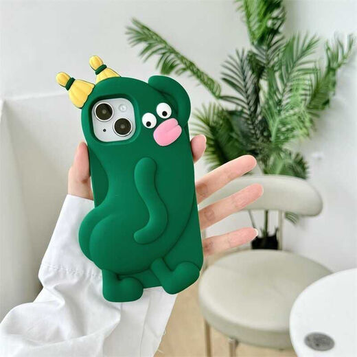 Yusenyi Cucumber mobile phone funny arm cucumber elf Apple 16promax mobile phone case 16/15/14/13/12pro anti-fall 16pro cucumber elf green single shell Apple 14pro