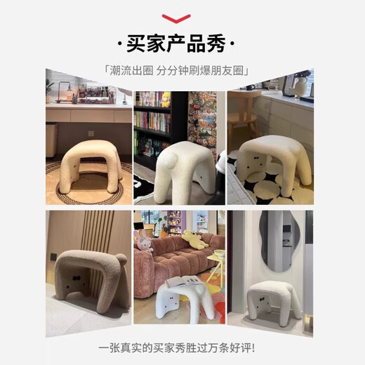 Shitingge high-end quality sofa side stool kitten stool Internet celebrity dressing chair liquid cat makeup stool entrance porch stool Nuojiji white 42cm (upgraded removable and washable)