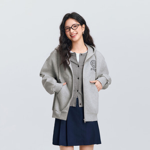 Semir coat women's spring hooded letter embroidery loose off-shoulder jacket divided college style top 101125108002