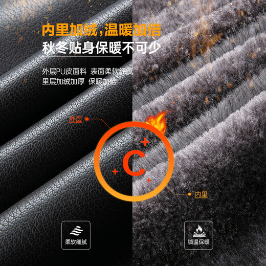 SHANSHAN Shanshan Leather Jacket Men's 2025 Winter New Style Plush Thickened Warm Casual Versatile Men's Easy-Care Commuting Jacket Black 2XL /185