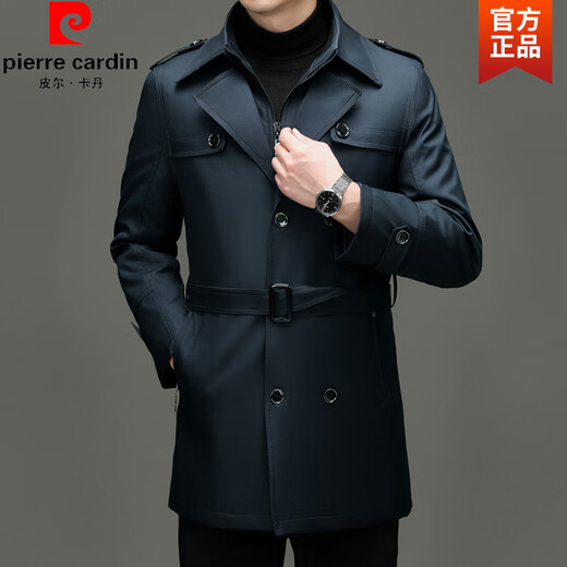 Pierre Cardin осенне-зимняя мужская утолщенная ветровка средней длины со съемной подкладкой двубортное пальто мужское деловое повседневное пальто вязаное цвета хаки 6XL