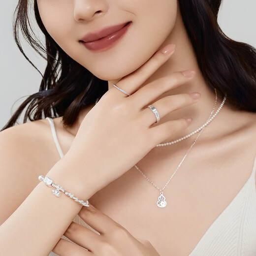 Wanfulong genuine PT950 platinum ring for women, sparkling hand ring, versatile and high-end gift for girlfriend, adjustable mouth, platinum PT950 for men, 5.15g (can be flexibly adjusted in size)