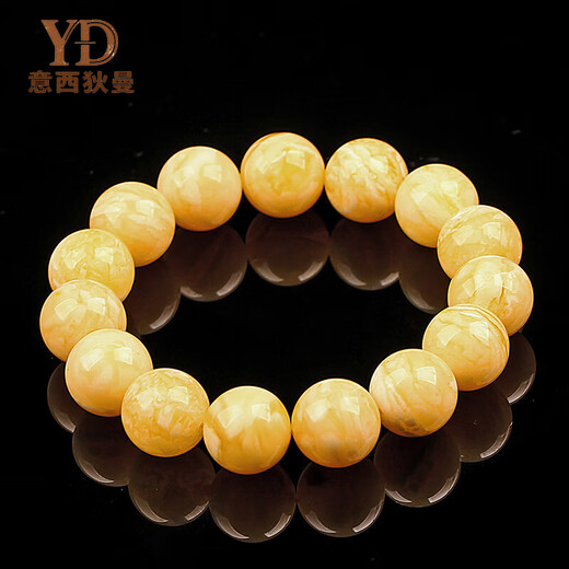 Italian white flower beeswax bracelet for men and women, high-end natural gift for husband, raw ore Russian beads bracelet, antique jewelry, 14MM men's model, selected delivery (with certificate)