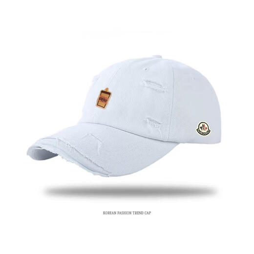 Mongolian piano new hole baseball cap for men and women, fashionable and versatile breathable duck cap for students, warm and casual hat, white