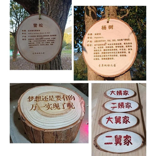 Tree sign with engraved wood chip logo, retro sign, door sign, guide sign, creative prompt sign, carved wood (round) diameter 25-30, single-sided pattern engraved, pine wood chip (buyers note that customized models are not after-sales)