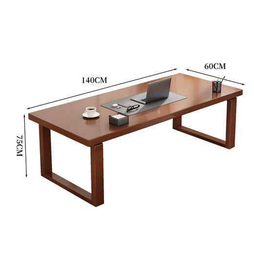 Huazhou solid wood desk home computer desk study table double desk simple living room large table 1.4 meters walnut color