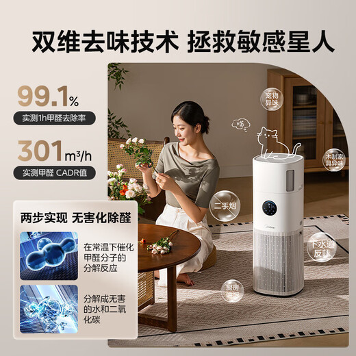 Midea purification and humidification all-in-one air purifier maternal and child grade medical grade formaldehyde removal, smoke sterilization, virus removal, odor removal, allergen suction, cat hair floating hair, haze pollen, purification and humidity all-in-one RX400 PRO